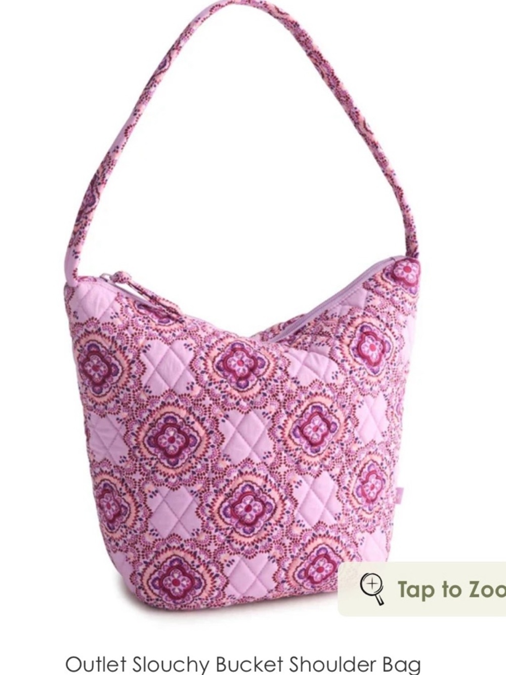 Vera Bradley Pink Quilted Floral-Print Shoulder Bag Slouchy Bucket